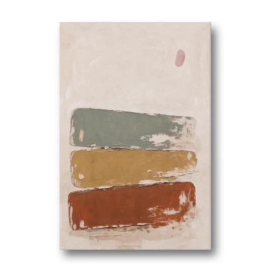 Earthy Abstract Painting with Blush Pebble - Canvas Wall Art - Front