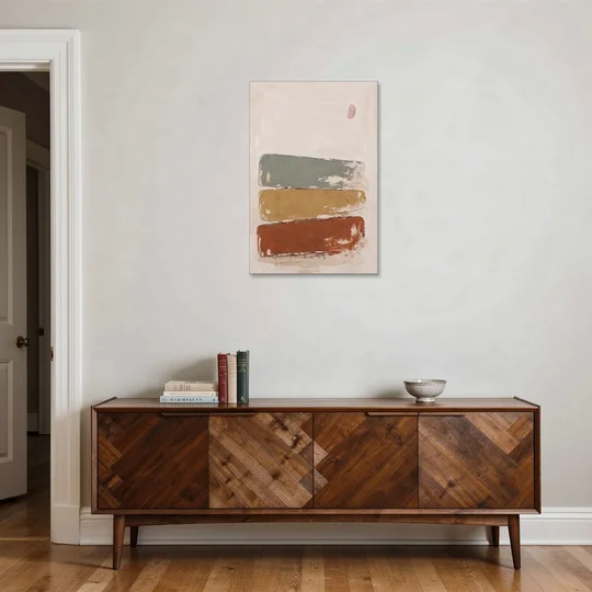Earthy Abstract Painting with Blush Pebble - Canvas Wall Art - Coffee Table - 24x36