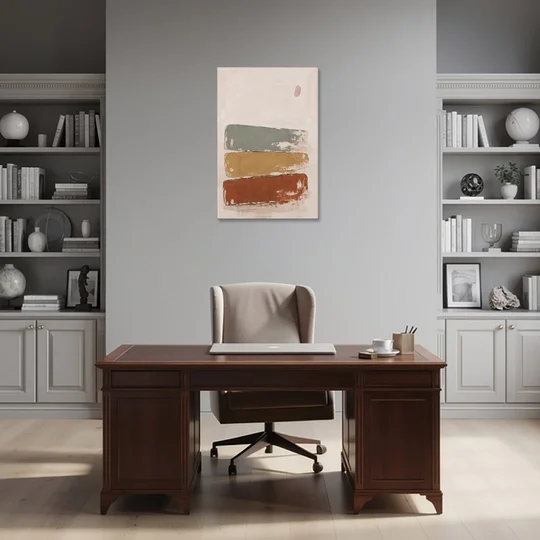Earthy Abstract Painting with Blush Pebble - Canvas Wall Art - Office - 24x36