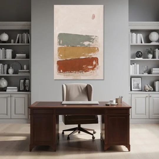 Earthy Abstract Painting with Blush Pebble - Canvas Wall Art - Office - 40x60