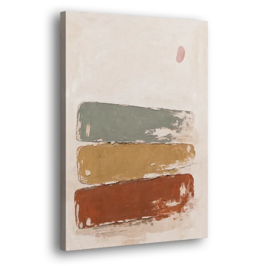 Earthy Abstract Painting with Blush Pebble - Canvas Wall Art - Side