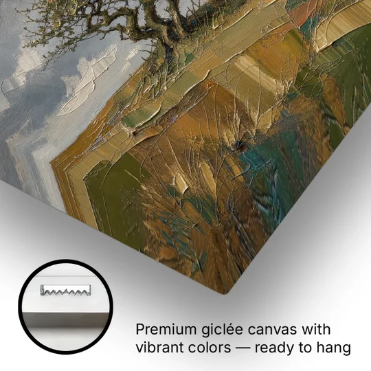 Earthy Tone Wall Art of a Windswept Hawthorn - Canvas Wall Art - Gallery Wrap Corner
