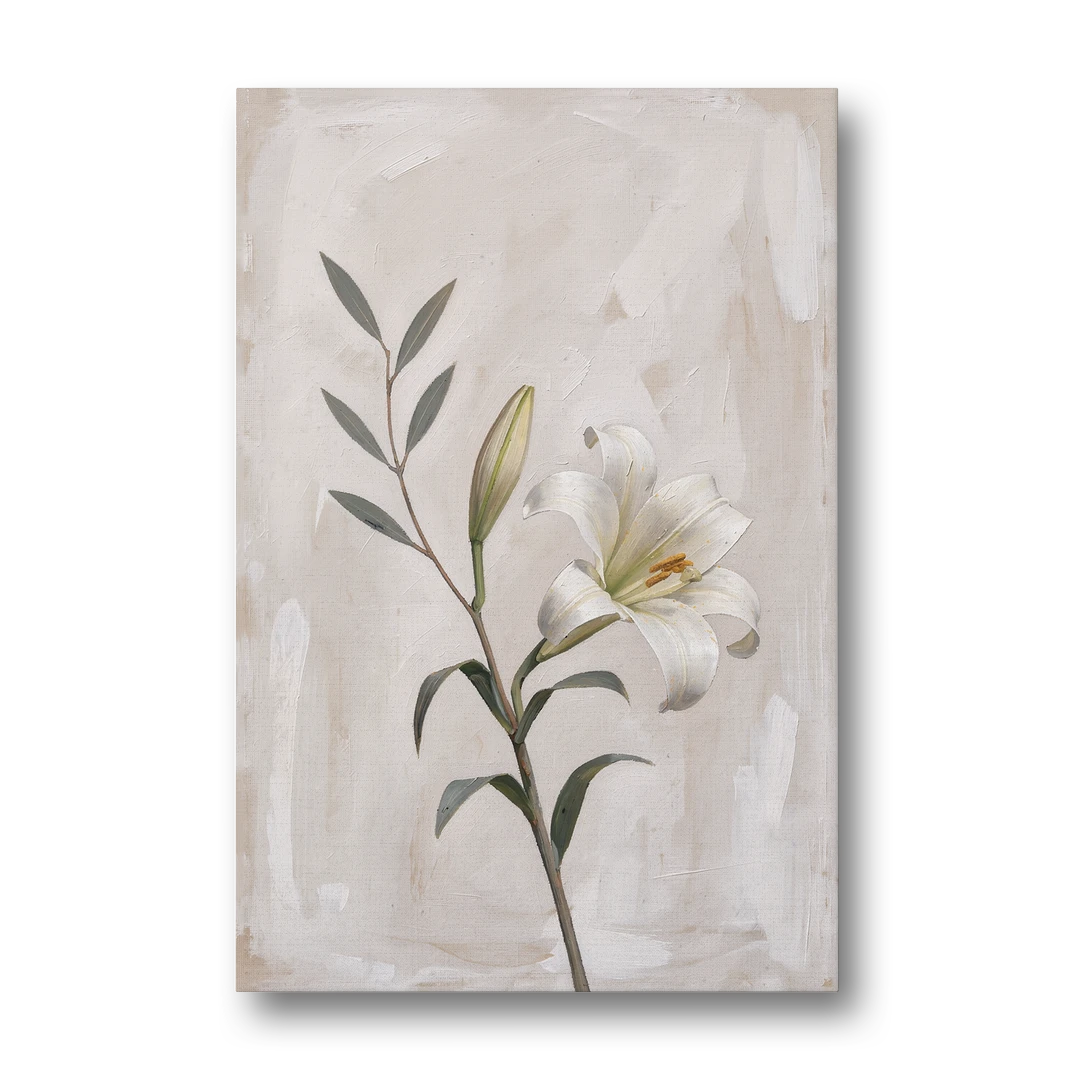 Easter Wall Decor with a Single White Lily - Canvas Wall Art - Front