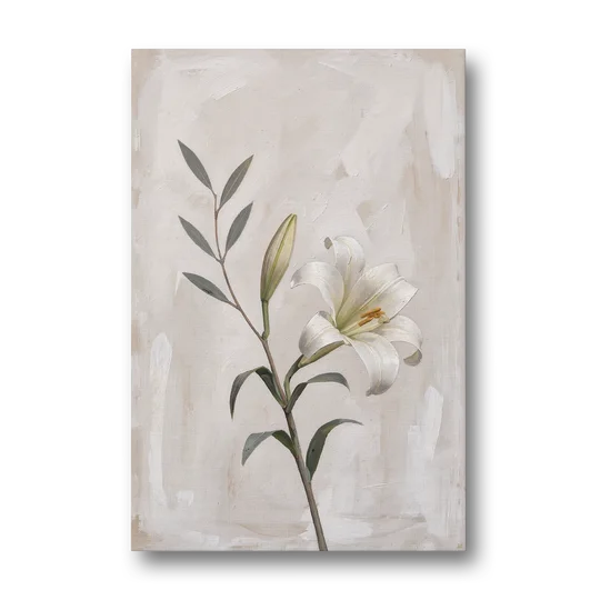 Easter Wall Decor with a Single White Lily - Canvas Wall Art - Front