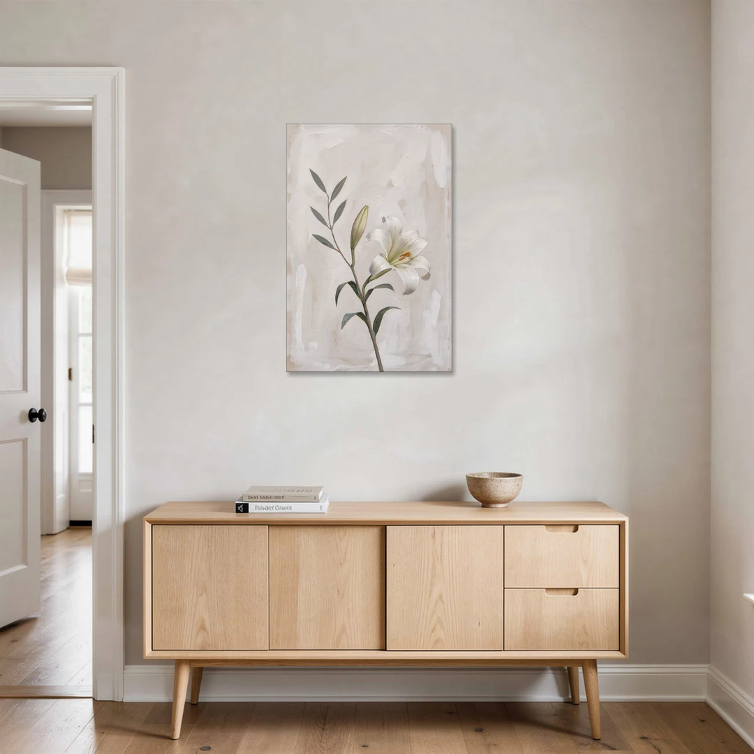 Easter Wall Decor with a Single White Lily - Canvas Wall Art - Coffee Table - 24x36