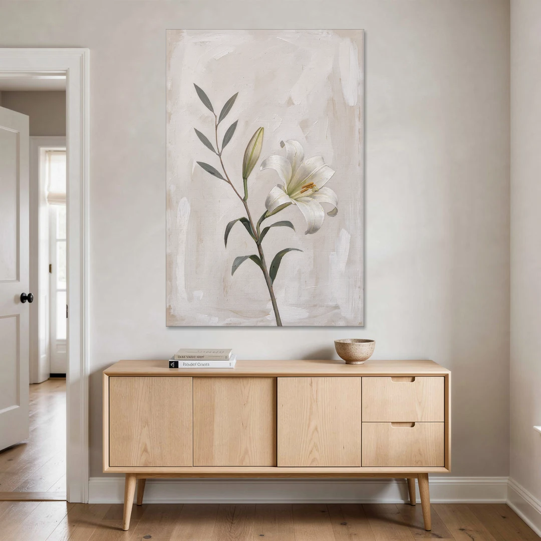 Easter Wall Decor with a Single White Lily - Canvas Wall Art - Coffee Table - 40x60