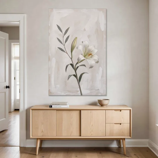 Easter Wall Decor with a Single White Lily - Canvas Wall Art - Coffee Table - 40x60
