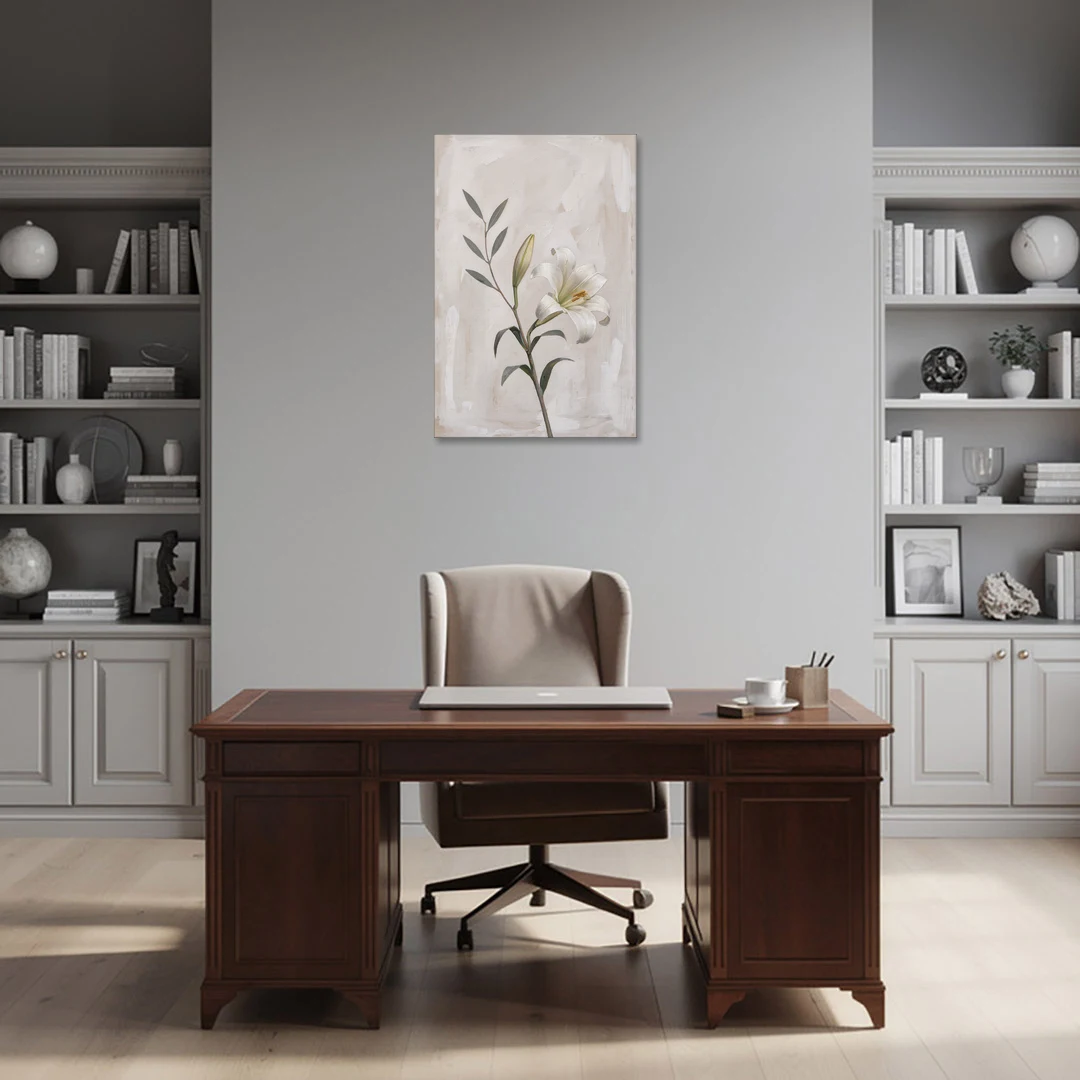 Easter Wall Decor with a Single White Lily - Canvas Wall Art - Office - 24x36