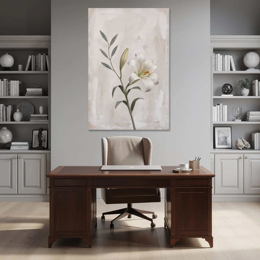 Easter Wall Decor with a Single White Lily - Canvas Wall Art - Office - 40x60
