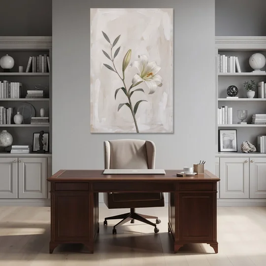 Easter Wall Decor with a Single White Lily - Canvas Wall Art - Office - 40x60