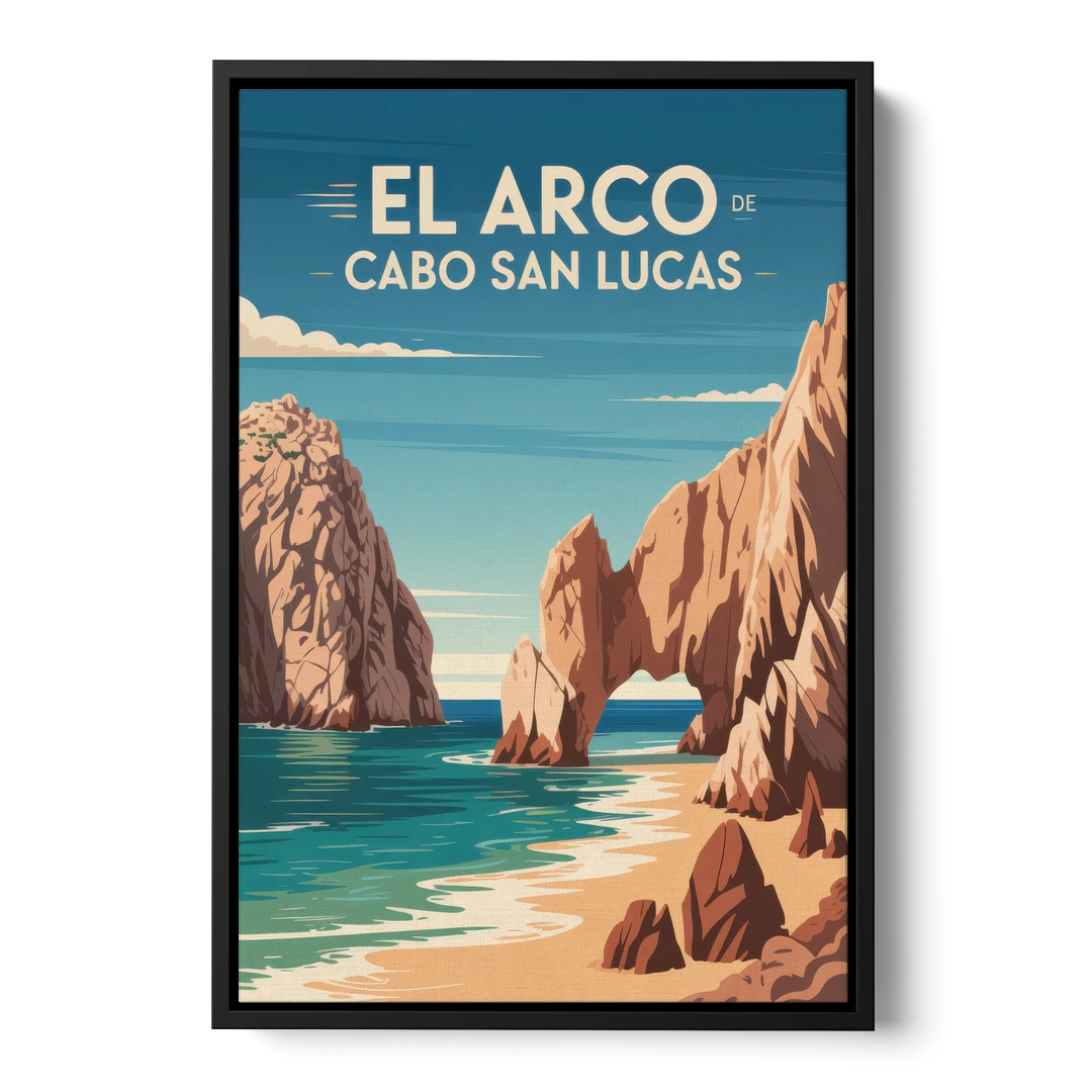 El Arco de Cabo San Lucas - Black Framed Canvas Wall Art - Front
