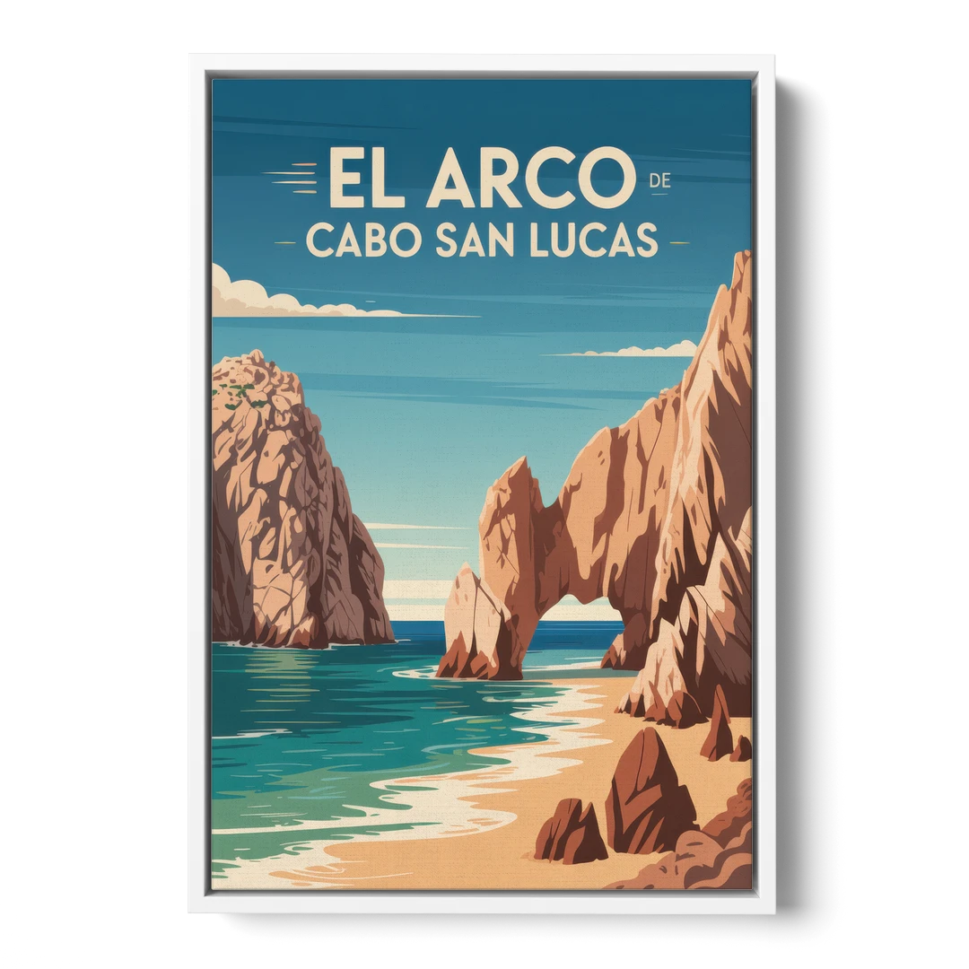 El Arco de Cabo San Lucas - White Framed Canvas Wall Art - Front