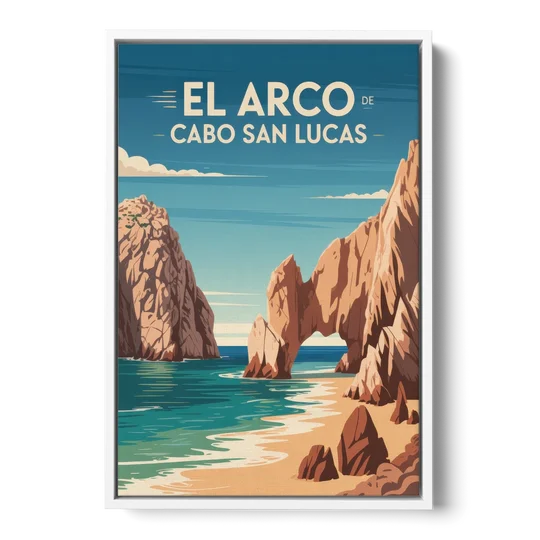 El Arco de Cabo San Lucas - White Framed Canvas Wall Art - Front