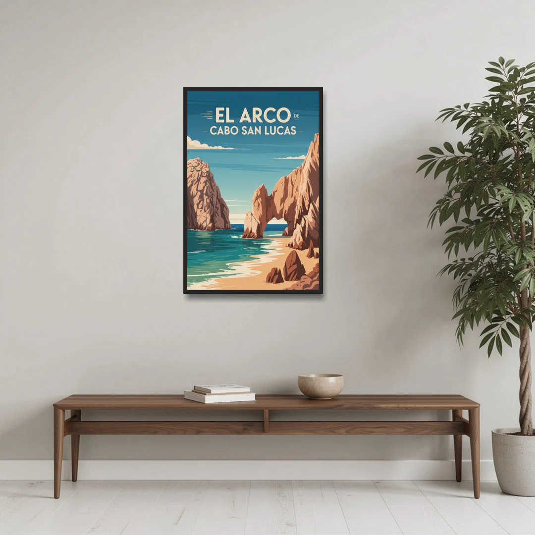 El Arco de Cabo San Lucas - Black Framed Canvas Wall Art - Coffee Table - 24x36