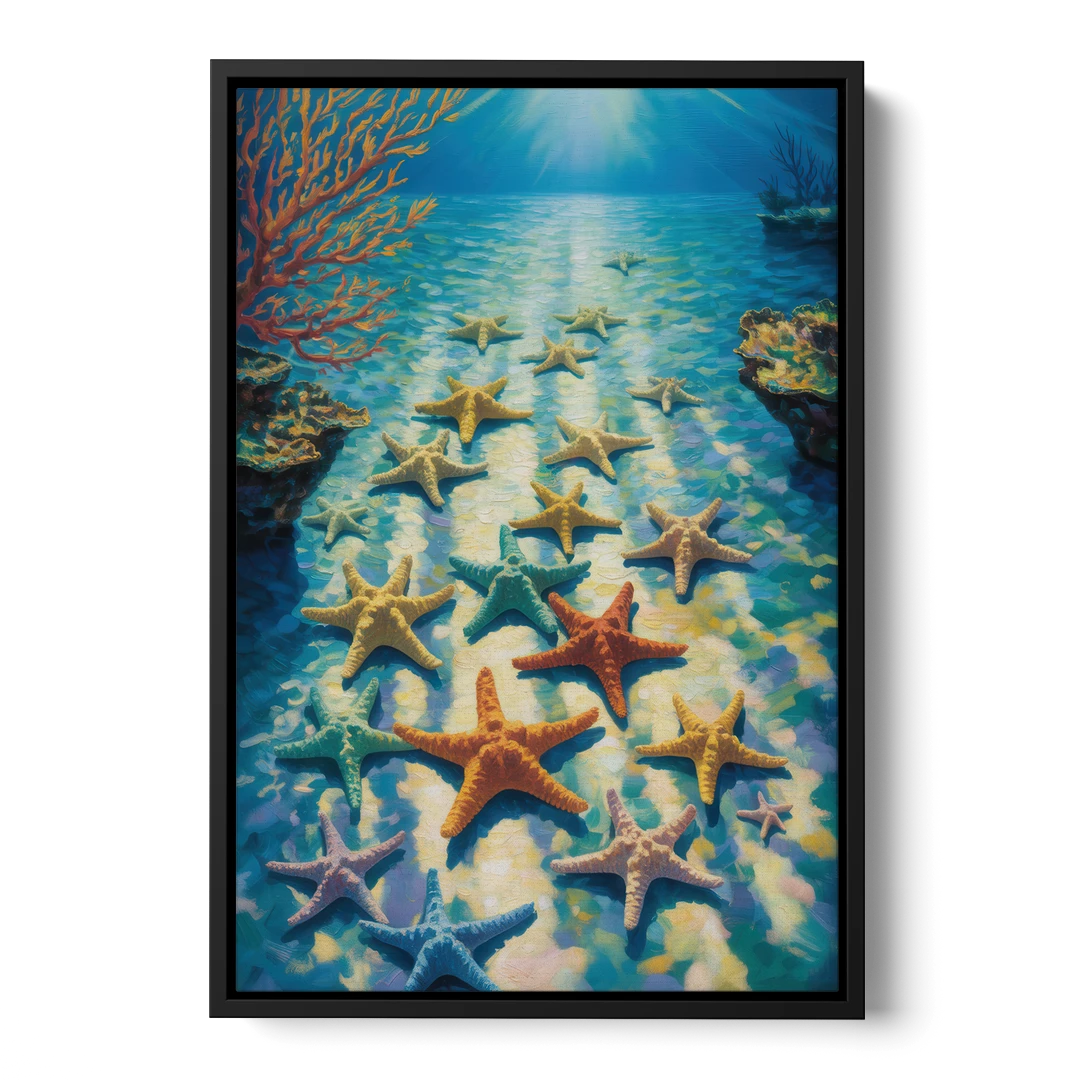 El Cielo Starfish Shallows - Black Framed Canvas Wall Art - Front