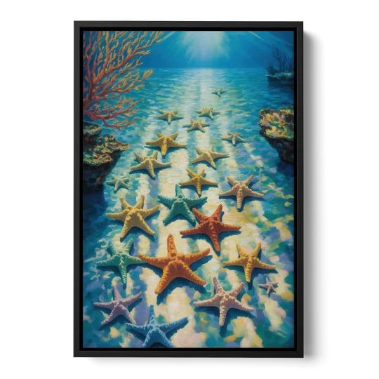 El Cielo Starfish Shallows - Black Framed Canvas Wall Art - Front