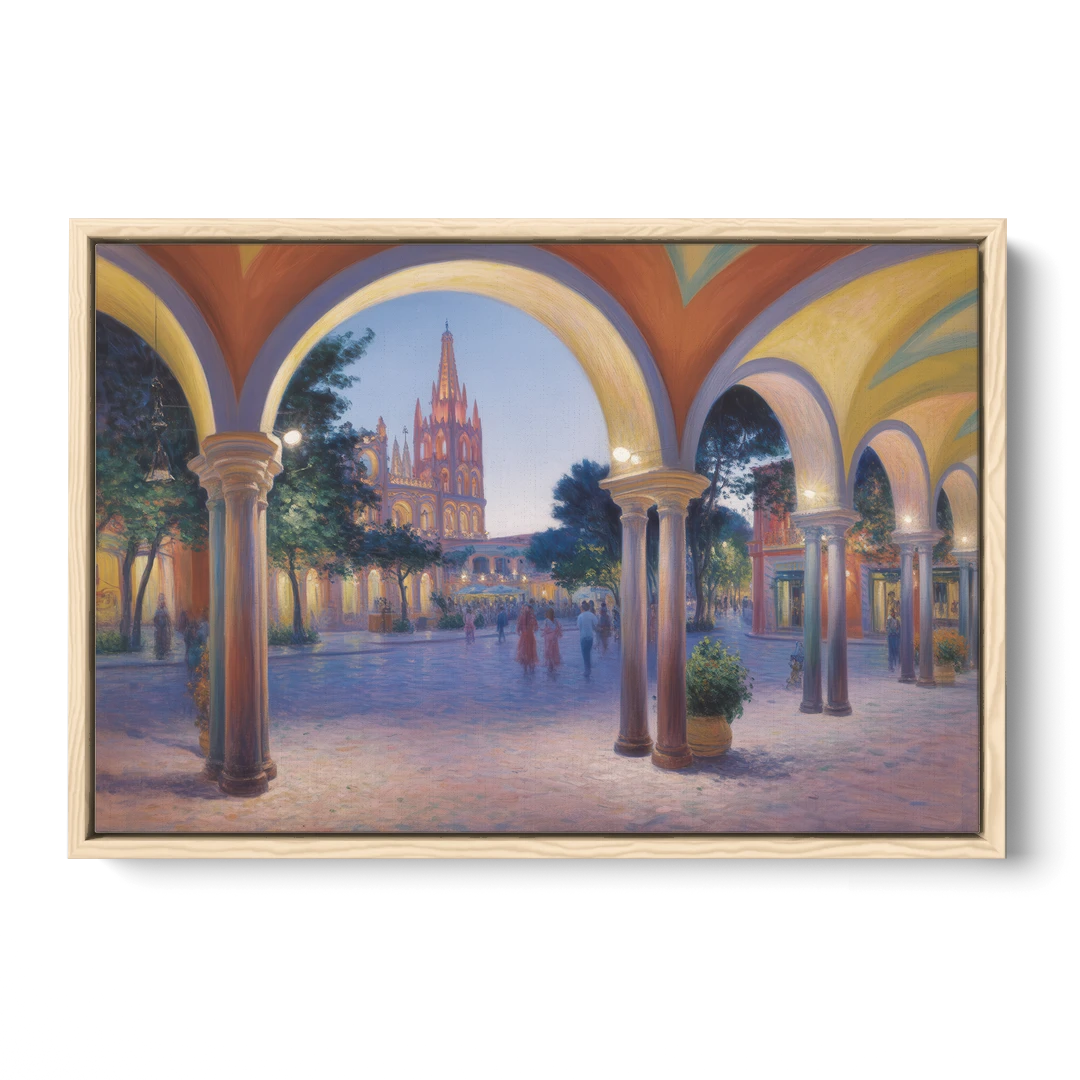 El Jardín Evening - Oak Framed Canvas Wall Art - Front