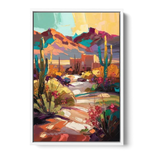El Paso Borderland Beauty - White Framed Canvas Wall Art - Front