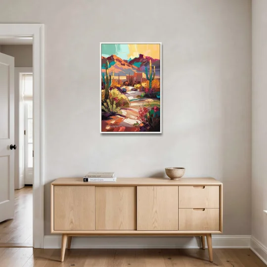 El Paso Borderland Beauty - White Framed Canvas Wall Art - Coffee Table - 24x36