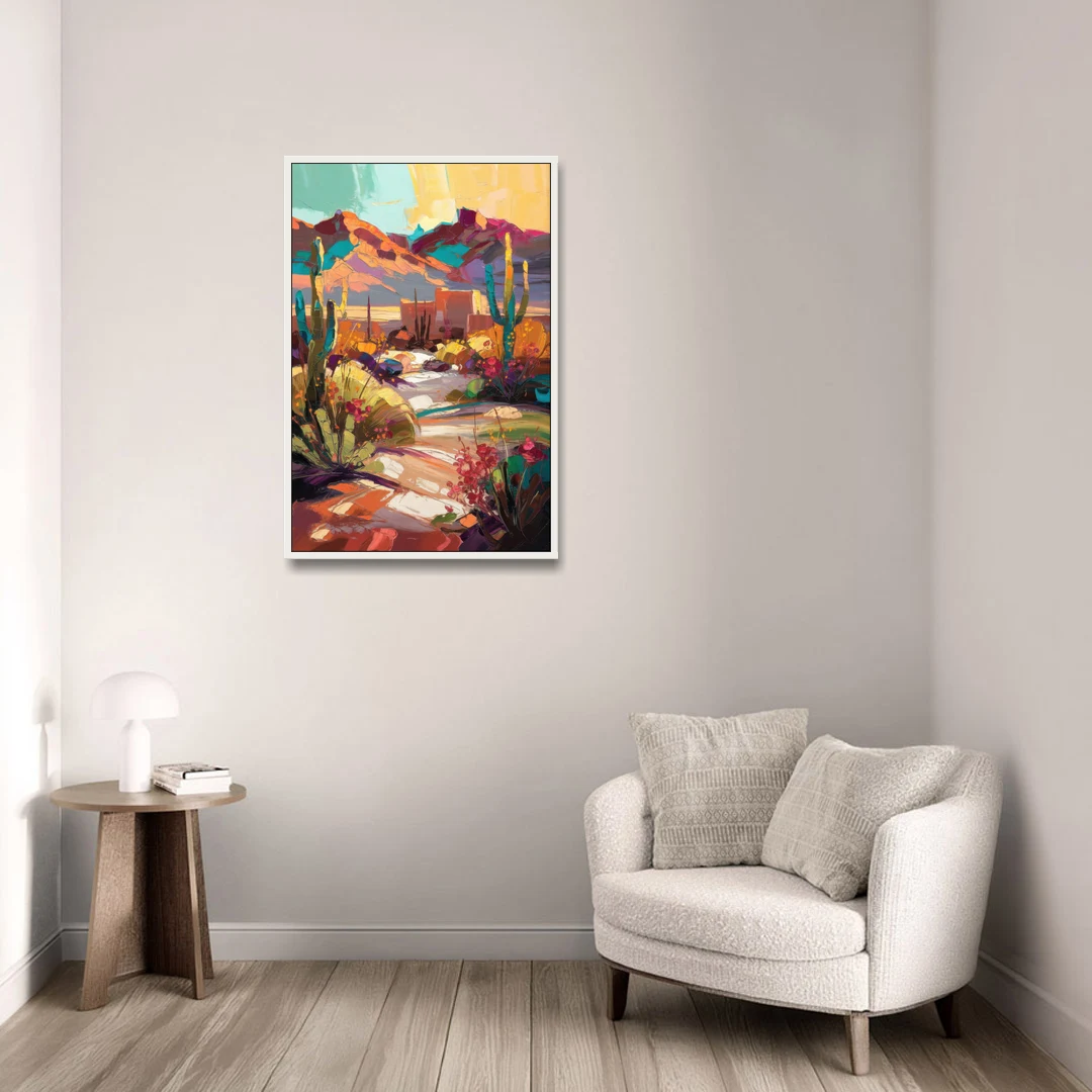 El Paso Borderland Beauty - White Framed Canvas Wall Art - Sofa - 24x36