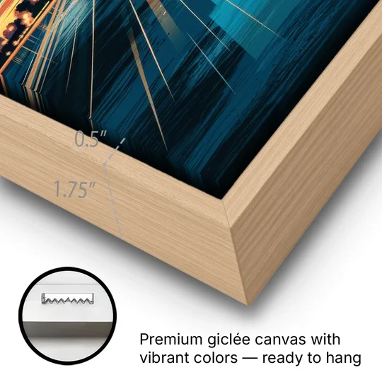 El Paso Downtown Vibes - Oak Framed Canvas Wall Art - Gallery Wrap Corner