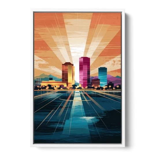 El Paso Downtown Vibes - White Framed Canvas Wall Art - Front