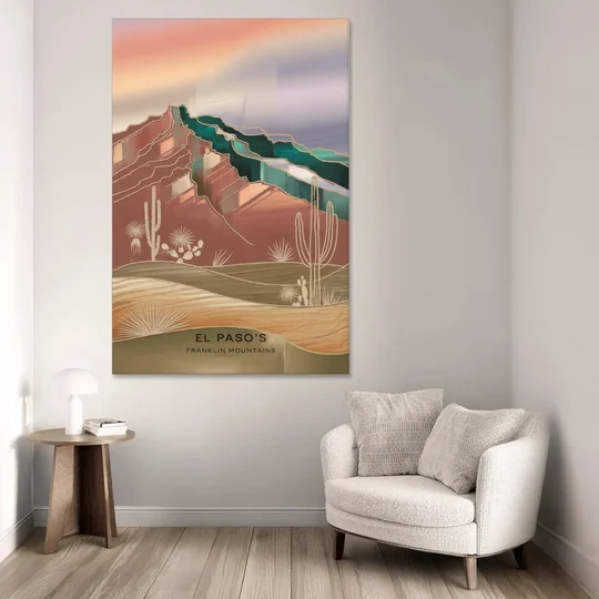 El Paso Franklin Mountains - Canvas Wall Art - Sofa - 40x60