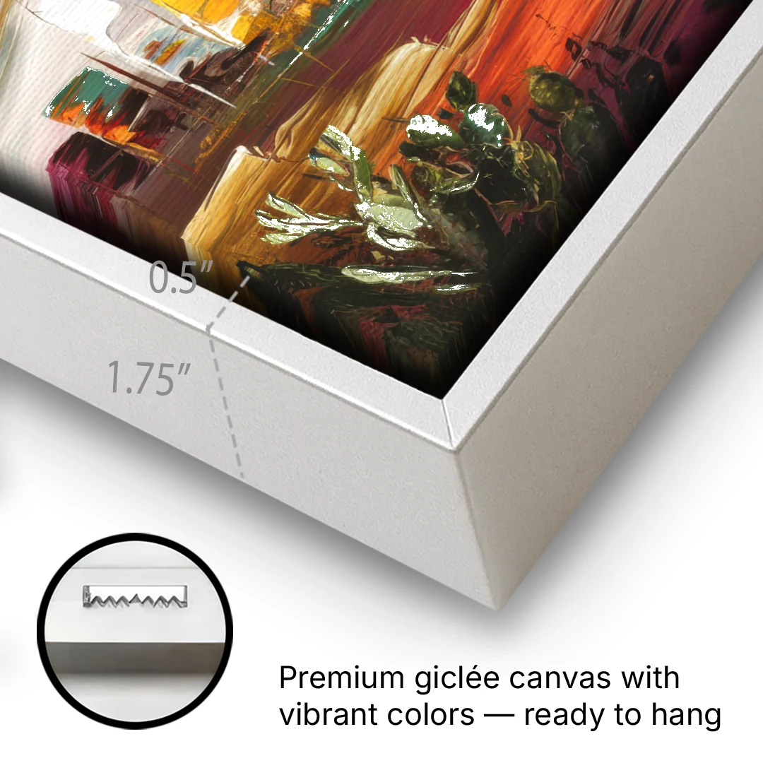El Paso Mountain Horizon - White Framed Canvas Wall Art - Gallery Wrap Corner