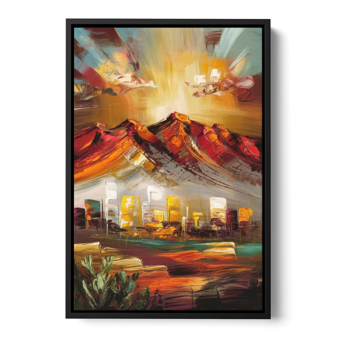 El Paso Mountain Horizon - Black Framed Canvas Wall Art - Front