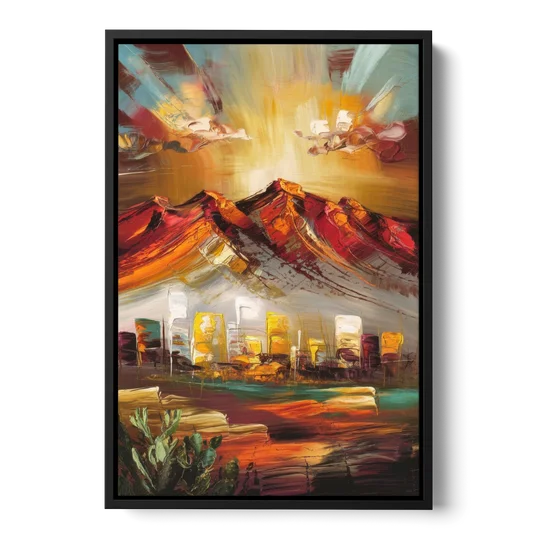 El Paso Mountain Horizon - Black Framed Canvas Wall Art - Front