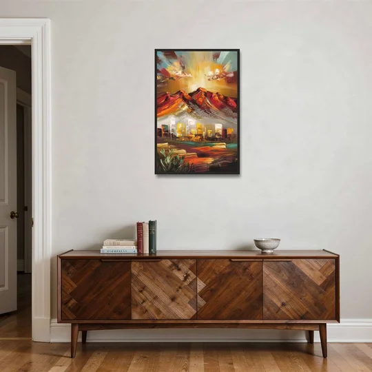 El Paso Mountain Horizon - Black Framed Canvas Wall Art - Coffee Table - 24x36