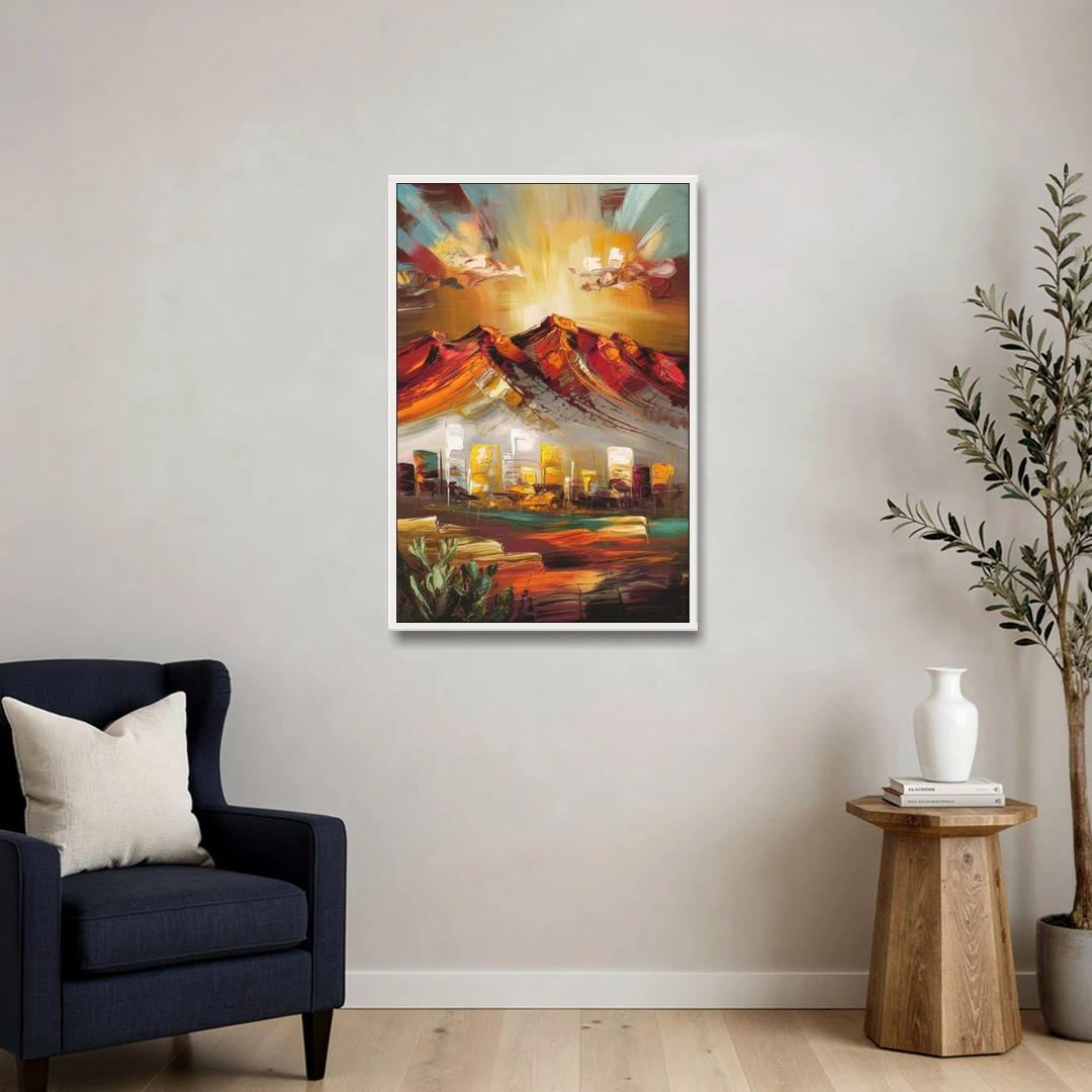 El Paso Mountain Horizon - White Framed Canvas Wall Art - Sofa - 24x36