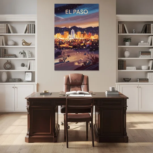 El Paso Night Lights - Canvas Wall Art - Office - 40x60