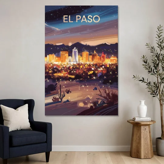 El Paso Night Lights - Canvas Wall Art - Sofa - 40x60