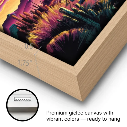 El Paso Scenic Landscape - Oak Framed Canvas Wall Art - Gallery Wrap Corner