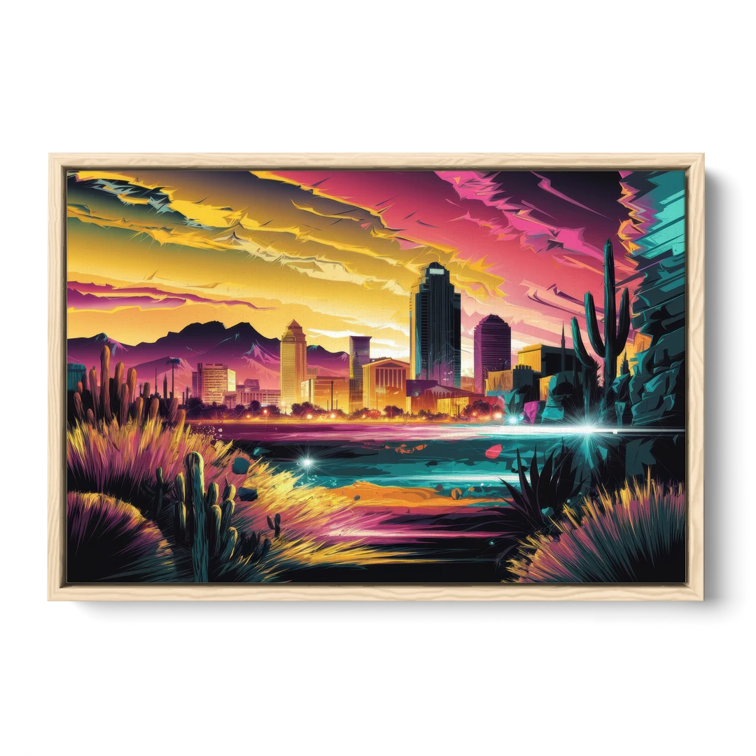 El Paso Scenic Landscape - Oak Framed Canvas Wall Art - Front
