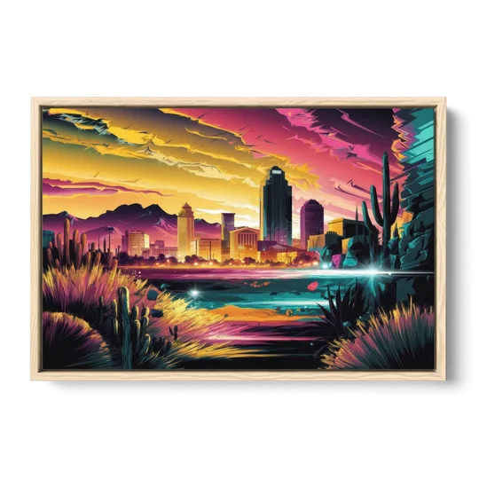 El Paso Scenic Landscape - Oak Framed Canvas Wall Art - Front