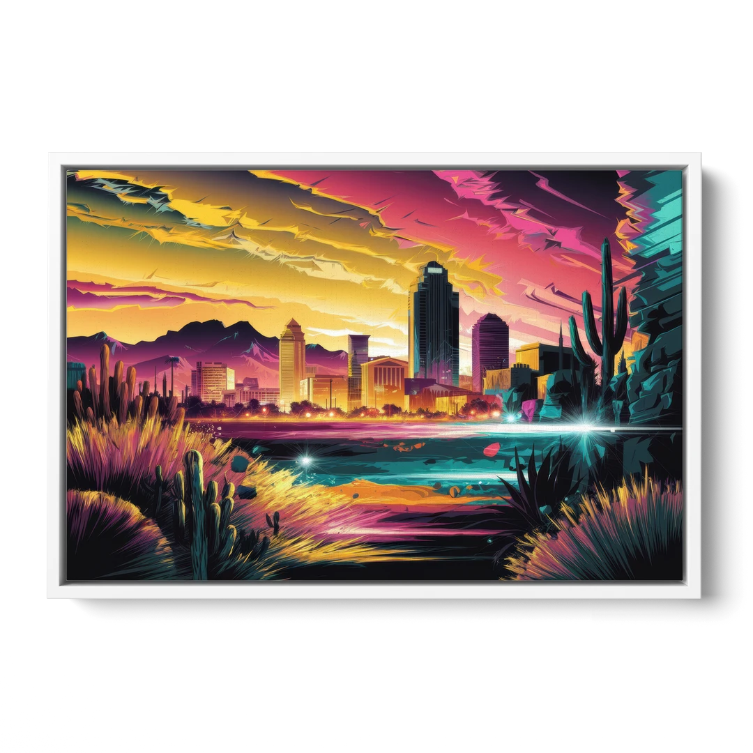 El Paso Scenic Landscape - White Framed Canvas Wall Art - Front