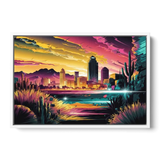 El Paso Scenic Landscape - White Framed Canvas Wall Art - Front