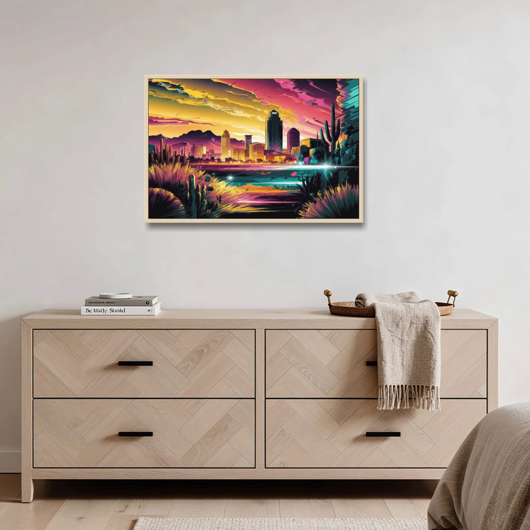 El Paso Scenic Landscape - Oak Framed Canvas Wall Art - Coffee Table - 36x24