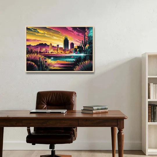 El Paso Scenic Landscape - Oak Framed Canvas Wall Art - Office - 36x24