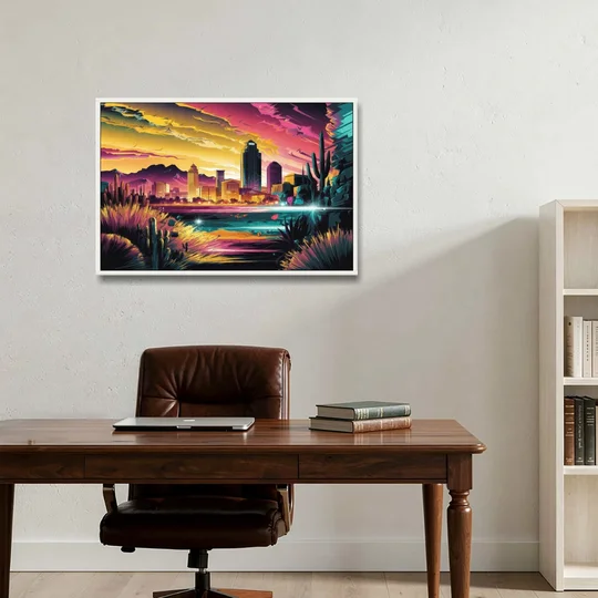 El Paso Scenic Landscape - White Framed Canvas Wall Art - Office - 36x24
