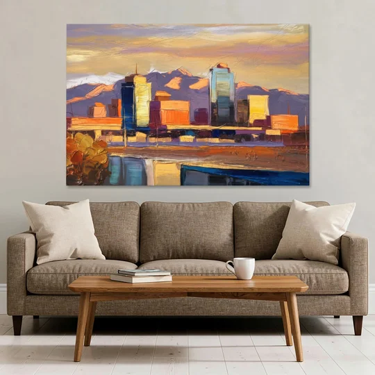 El Paso Skyline View - Canvas Wall Art - Sofa - 60x40