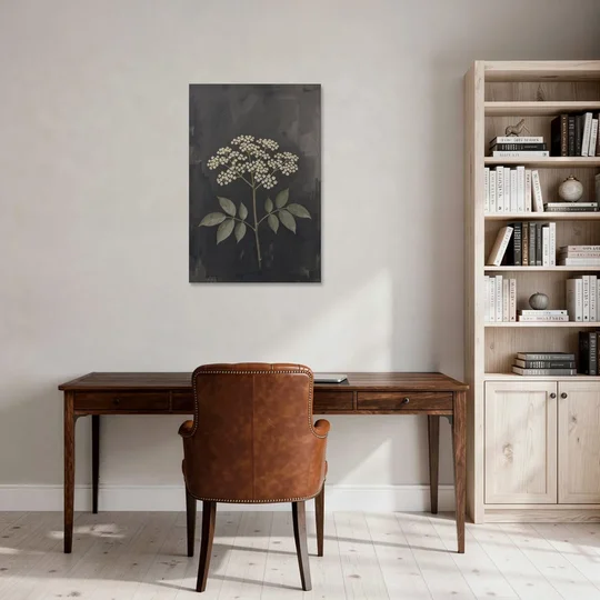 Elderflower Painting on a Dark Field - Canvas Wall Art - Office - 24x36