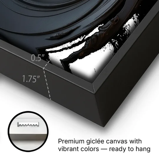 Elegance in Motion Black Abstract - Black Framed Canvas Wall Art - Gallery Wrap Corner