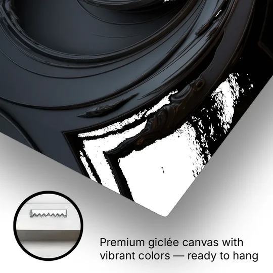 Elegance in Motion Black Abstract - Canvas Wall Art - Gallery Wrap Corner