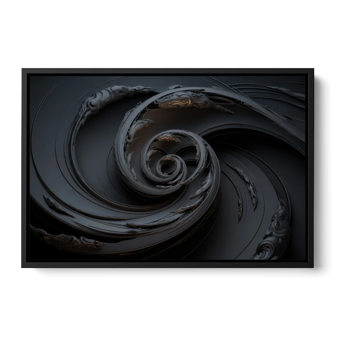 Elegance in Motion Black Abstract - Black Framed Canvas Wall Art - Front