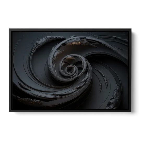 Elegance in Motion Black Abstract - Black Framed Canvas Wall Art - Front