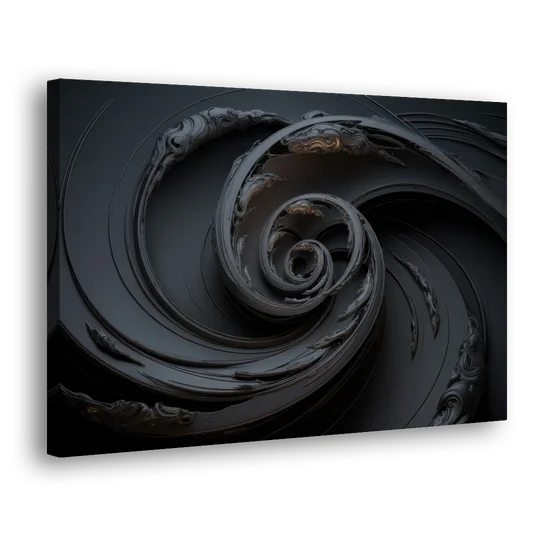 Elegance in Motion Black Abstract - Canvas Wall Art - Side