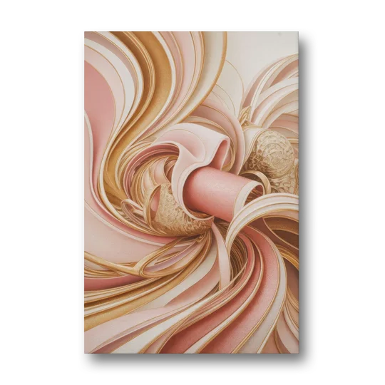 Elegance in Motion Pink and Gold Abstract - Canvas Wall Art - Front